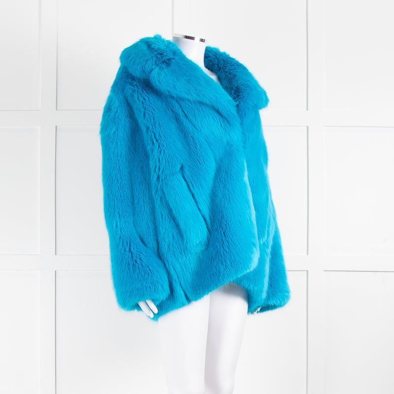 Diane Von Furstenberg Blue Faux Fur Coat