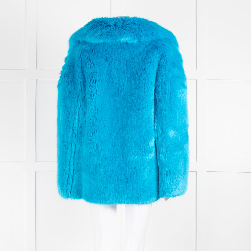 Diane Von Furstenberg Blue Faux Fur Coat