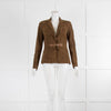 Desa Khaki Suede Leather Buckle Detail Jacket