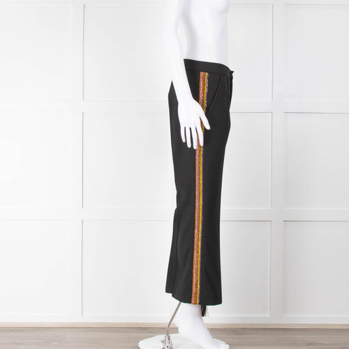 Area Black Tailored Trousers with Jewel Embellished Trim