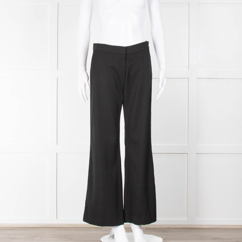 Stella McCartney Black Grosgrain Striped Wool Trousers