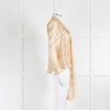 Masscob Beige Gold Bow Tie Neck Blouse