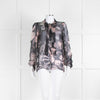 Dolce & Gabbana Black Pale Pink Floral Sheer Silk Blouse