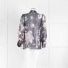 Dolce & Gabbana Black Pale Pink Floral Sheer Silk Blouse