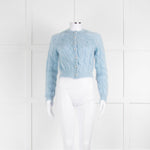 Paco Rabanne Pale Blue Mohair Cable Embellished Button Cardigan