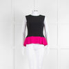 Alexander McQueen Navy Blue Pink Peplum Sleeveless Top