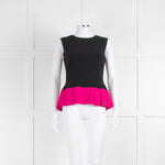 Alexander McQueen Navy Blue Pink Peplum Sleeveless Top