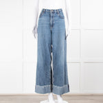 Rag & Bone Blue Denim High Rise Ultra Wide Crop Jeans