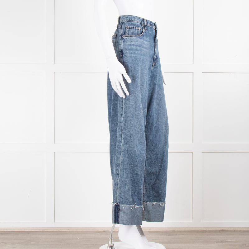 Rag & Bone Blue Denim High Rise Ultra Wide Crop Jeans