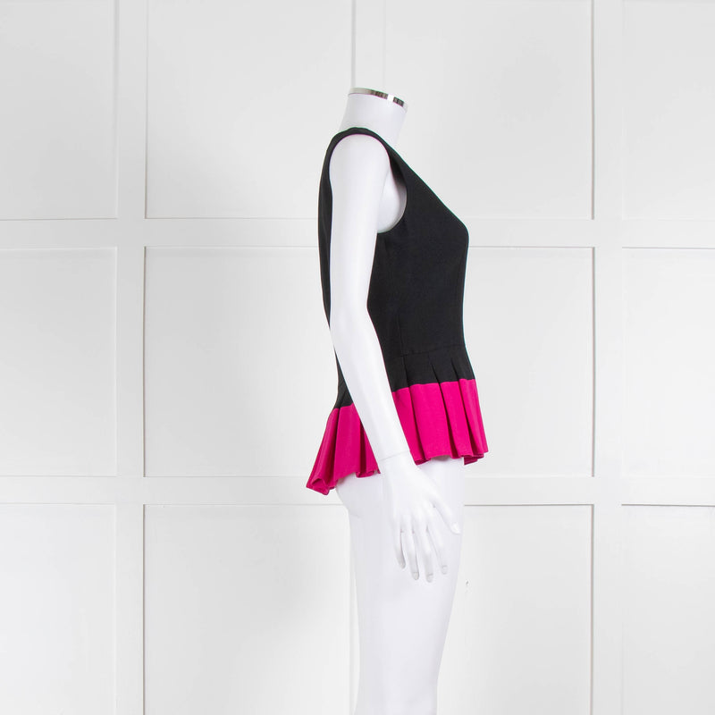 Alexander McQueen Navy Blue Pink Peplum Sleeveless Top