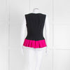 Alexander McQueen Navy Blue Pink Peplum Sleeveless Top