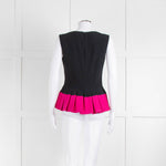 Alexander McQueen Navy Blue Pink Peplum Sleeveless Top