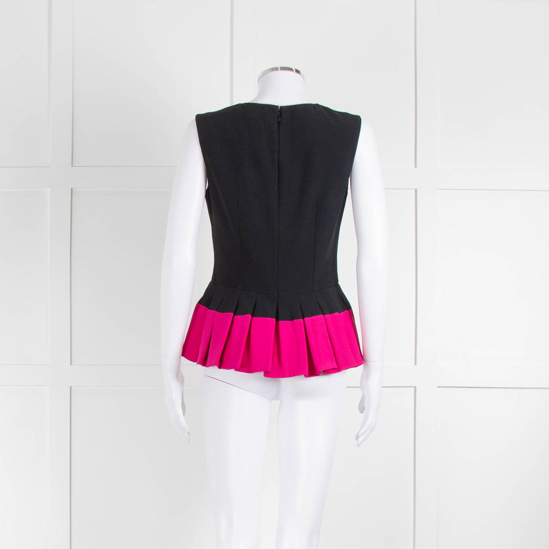 Alexander McQueen Navy Blue Pink Peplum Sleeveless Top