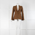 Altuzarra Tan Check Wool Blend Blazer Jacket