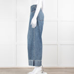 Rag & Bone Blue Denim High Rise Ultra Wide Crop Jeans