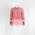 Sandro Pale Pink Red Floral Silk Long Sleeve Blouse Top