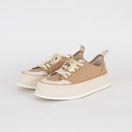 Max Mara Beige Cream Leather Platform Trainers