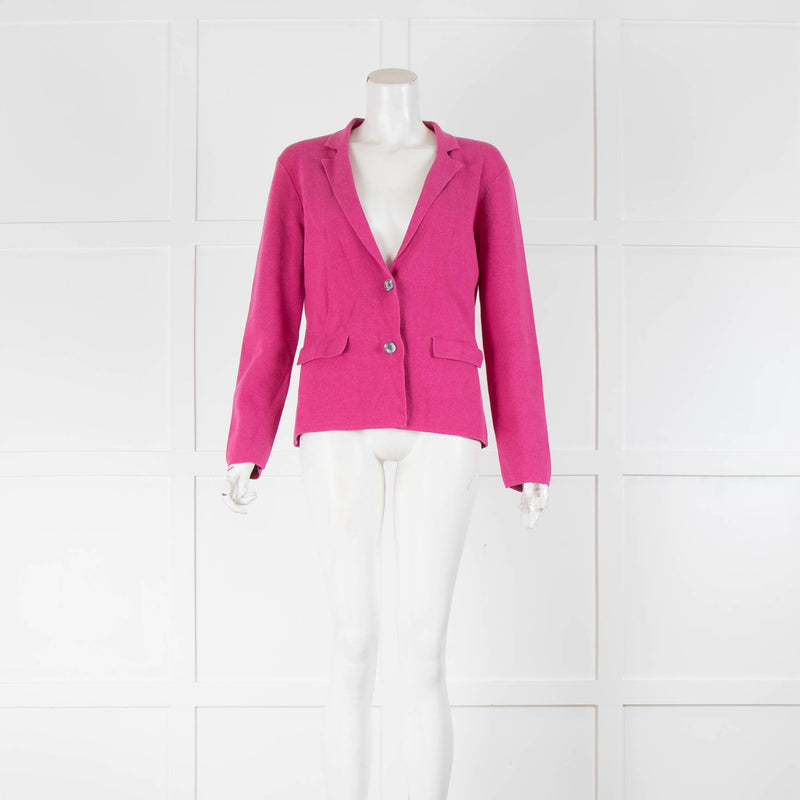 NRBY Pink Knit Cotton Cashmere Blend Jacket