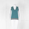 Gucci Grey Turquoise Argyle Sleeveless Sweater