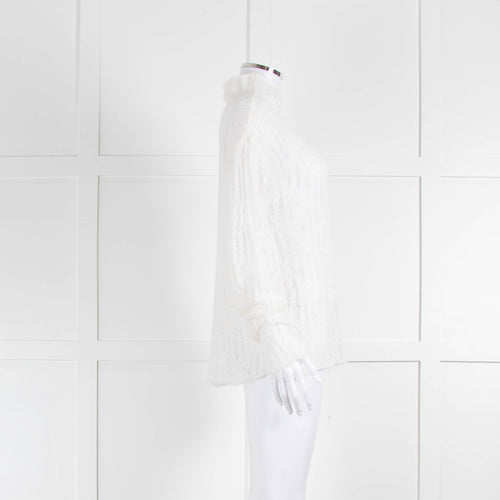 Sarah Pacini White Fine Knit Long Sleeve Sweater