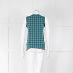 Gucci Grey Turquoise Argyle Sleeveless Sweater