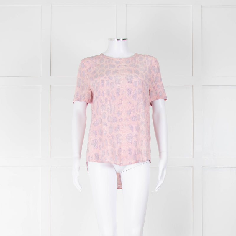 Equipment Pale Pink Lilac Silk Short Sleeve Top