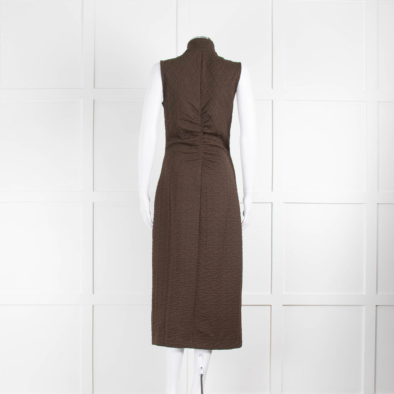 Stine Goya Brown Sleeveless Zip Front Midi Dress