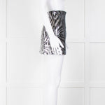 Halpern Silver Black Sequinned Zebra Mini Skirt