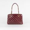 Chanel Wine Red Quilted Patent Leather CC Eyelet Tote Bag