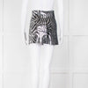 Halpern Silver Black Sequinned Zebra Mini Skirt