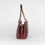 Chanel Wine Red Quilted Patent Leather CC Eyelet Tote Bag