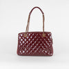 Chanel Wine Red Quilted Patent Leather CC Eyelet Tote Bag