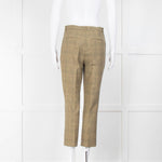 Ganni Yellow Grey Check Cropped Trousers