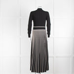 Me + Em Black White Striped Pleated Knit Maxi Dress