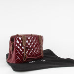 Chanel Wine Red Quilted Patent Leather CC Eyelet Tote Bag