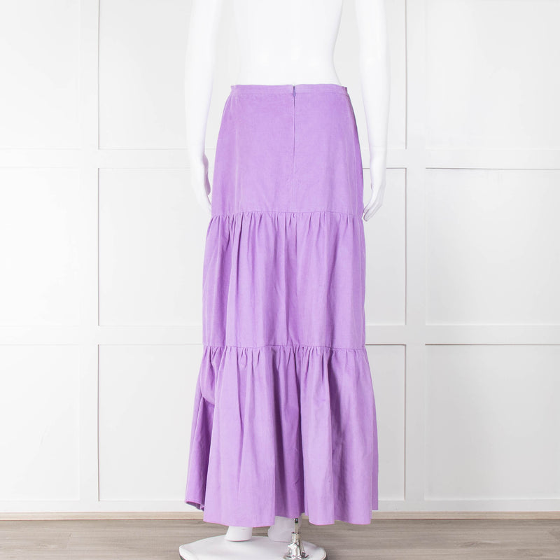 Ridley Lilac Corduroy Tiered Maxi Skirt