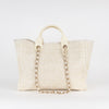 Chanel Cream Gold Deauville Tweed Medium Tote Bag