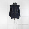 The Kooples Navy Blue Parka With Leather And Fur Trim