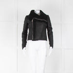 Rick Owens Black Lamb Shearling Biker Jacket