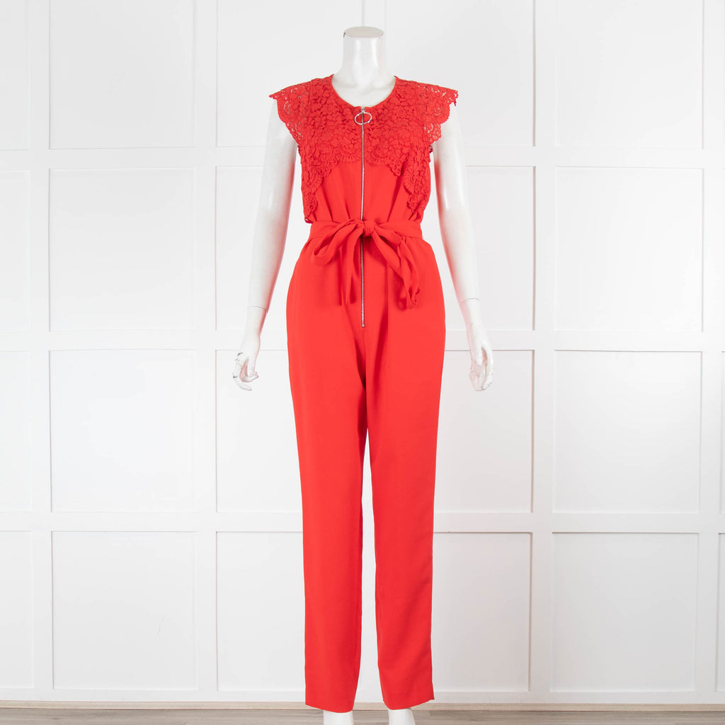 Claudie Pierlot Red Lace Top Sleeveless Jumpsuit Phoenix Style