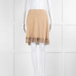 Dolce & Gabbana Neutral Suede Fringe Hem Mini Skirt