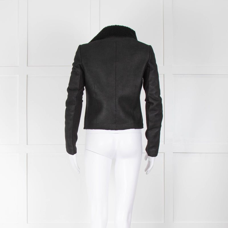 Rick Owens Black Lamb Shearling Biker Jacket