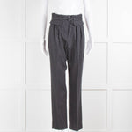 A.P.C Grey Wool Belted High Waisted Trousers