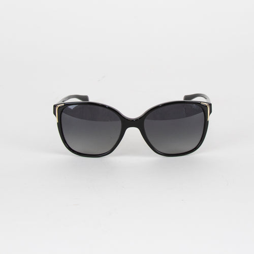 Prada Black Frame Sunglasses with Gold Corner Detail