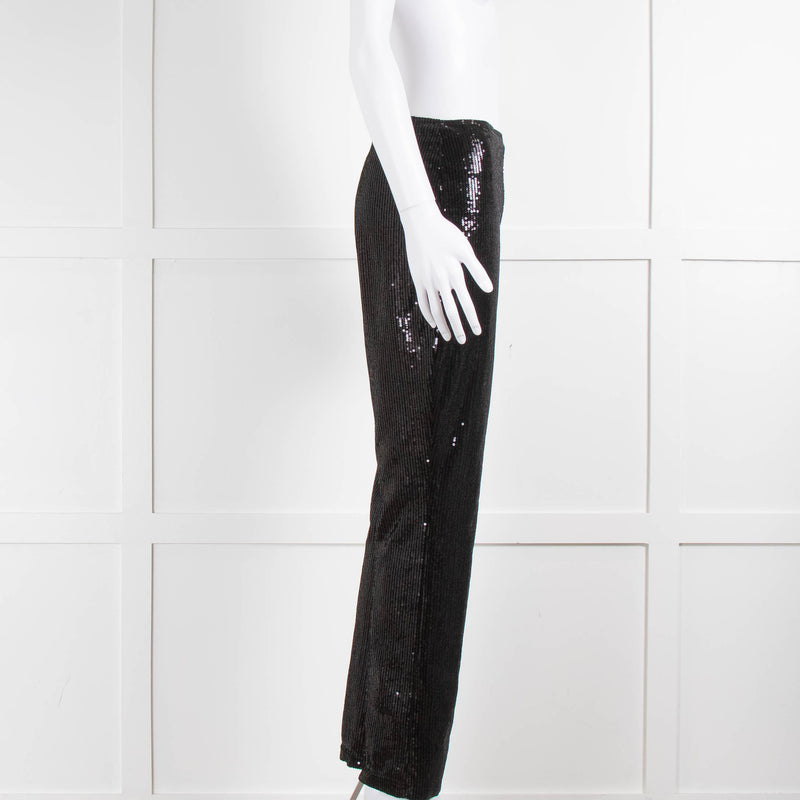 Agnes B Black Sequin Straight Leg Trousers