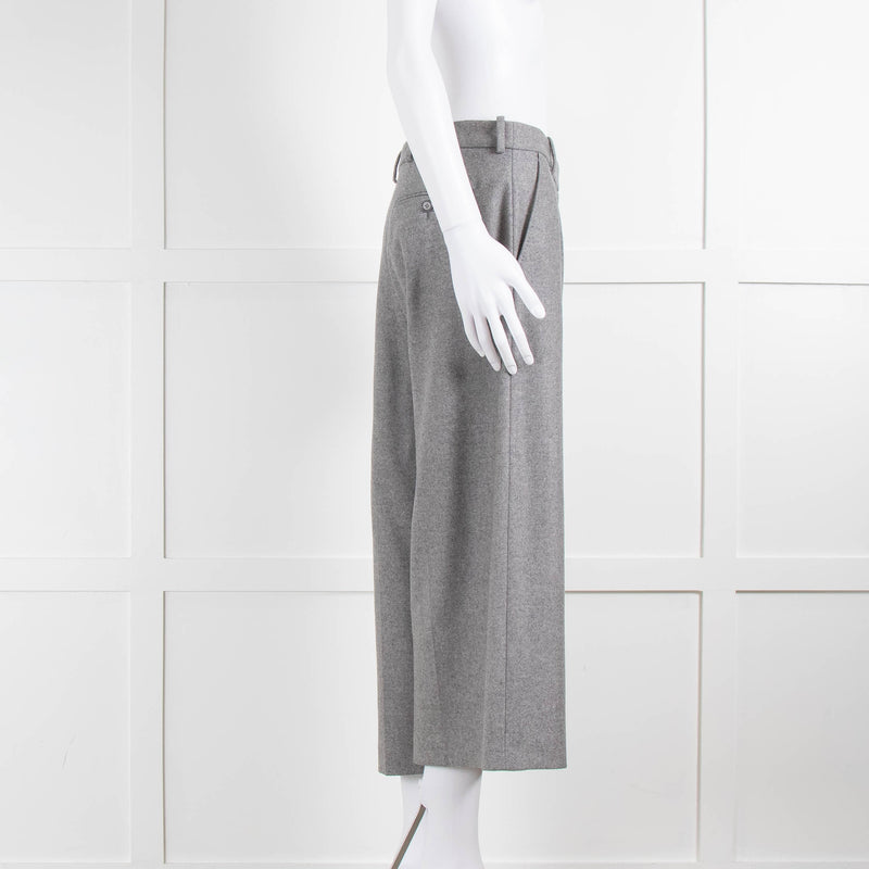 Alexander McQueen Grey Felt Cropped Wide Leg Trousers