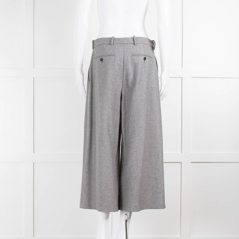 Alexander McQueen Grey Felt Cropped Wide Leg Trousers