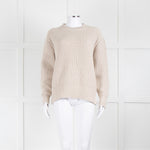 Navy Grey Oatmeal Wool Chunky Rib Round Neck Jumper