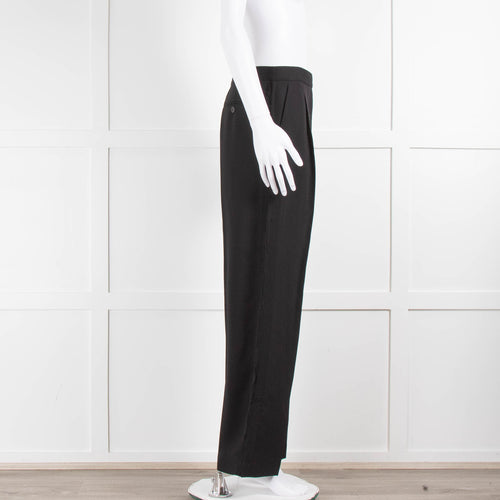 Alexander McQueen Black Tailored Trousers with Raw Gabardine Side Stripe