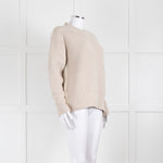 Navy Grey Oatmeal Wool Chunky Rib Round Neck Jumper